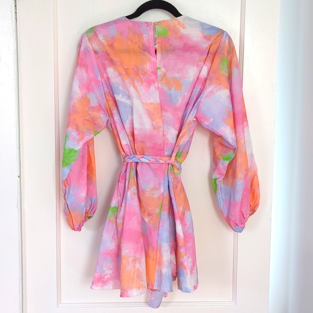 Women's Mochy Pink Tie-Dye Mini Dress Size S/M NWT - Picture 2 of 3